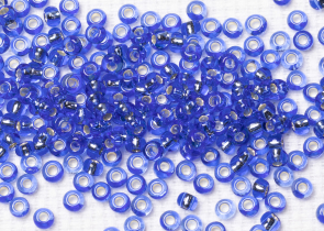 Бисер Чехия круглый 08/0 50 г 37030 прозрачный голубой с серебряным прокрасом
